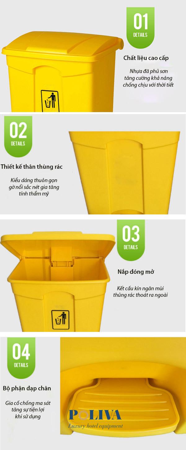 Các tính năng nổi bật của thùng rác nhựa đạp chân 30L